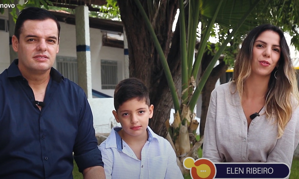 Elen Ribeiro e Lucas Gomes, pais do Caio, aluno novo do #Sete